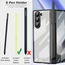 for Samsung Galaxy Z Fold 6 Case with S Pen Holder & Slim Stylus, Crystal Clear All-Inclusive Case with Kickstand Hinge Protection Screen Protector Pen Slot Protective Cover for Z Fold 6 Black