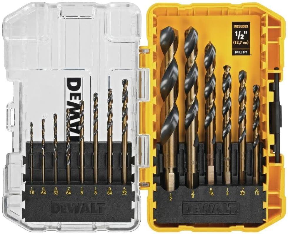 DEWALT Drill Bit Set, 14-Piece, 135 Degree Split Point, For Plastic, Wood and Metal (DWA1184) (14 piece set (Pack of 1))