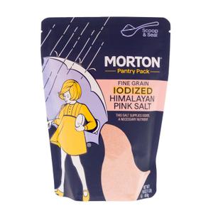 Morton Salt Iodized Pink Himalayan Salt, Fine, 1 lb Resealable Pouch (EXP 03/24/31)