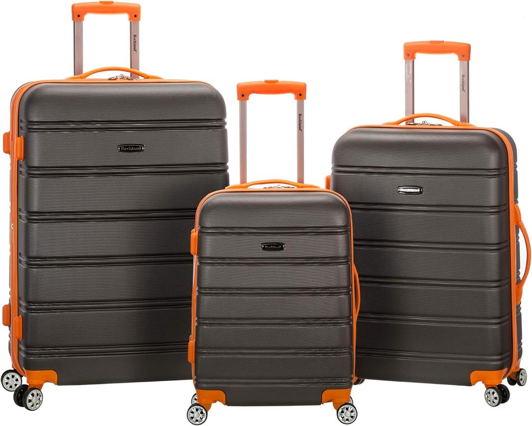 Rockland Melbourne Hardside 3 Piece Expandable Spinner Wheel Luggage Set, (20"/24"/28"), Charcoal