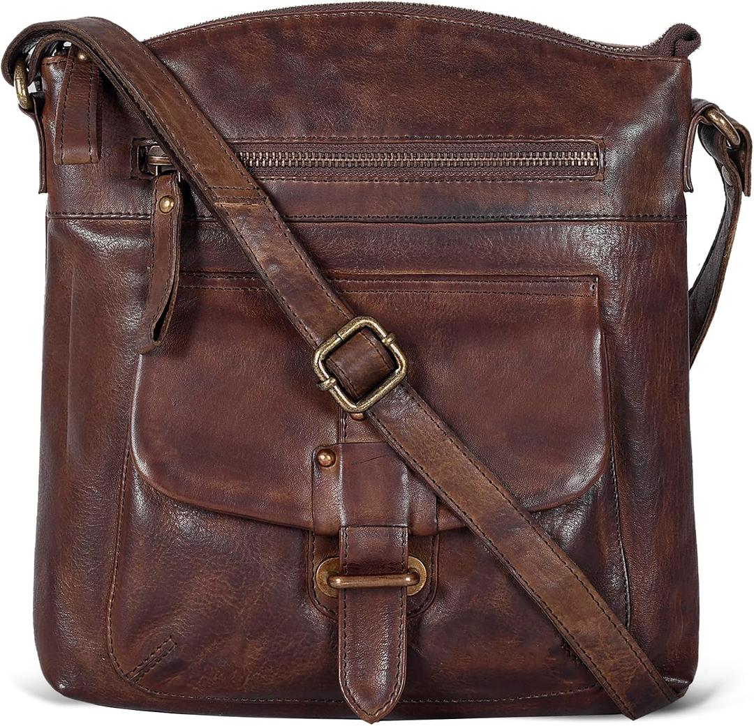 Oak Leathers Leather Crossbody Bag For Women With Adjustable Sling Strap - Medium Size Crossover Shoulder Handbag Purse