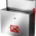 VerinsIroin Stainless Steel Wall-Mount Mailbox for House,Rust-Proof Metal Mail Boxex, Large Capacity Post Box,Mailboxes for Outside(Rectangle with Lock)