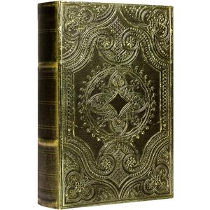 Decorative Book Box Vintage Style Fake Box - Faux Leather Embossing Box,12" Large Size Retro Green Book Storage Box 2-06