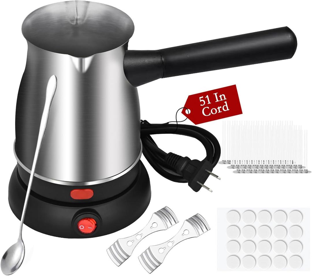 TOKPELA Wax Melter for Candle Making, Stainless Steel Electric Candle Wax Melter, Double Pouring Spout Candle Wax Melting Pot with 51IN Cord and Hot Plate, Candle Making Pot Kit for Beginners
