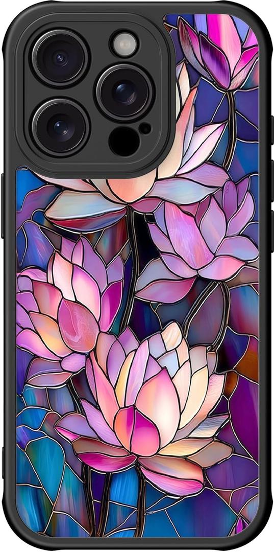DEENAKIN for iPhone 15 Pro Case Cute,Aesthetic Floral Hard Shell,Compatible with Magsafe,Trendy Unique Cool Retro Western Coquette Protective Slim Phone Cover for Women Girls,Blooming Lotus
