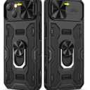 Caka for iPhone 14 & 13 Case with Camera Cover & Kickstand - 360 Rotate Ring Stand - Heavy Duty Protective Cover - Black