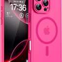TOCOL for iPhone 16 Pro Max Phone Case Compatible with Magsafe Full Camera Protection Drop Protection Magnetic Translucent Matte Back Bumper Phone Case for 16 Pro Max 6.9Inch (Hot Pink)