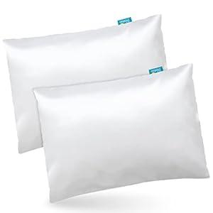 Toddler Pillowcase 2 Pack for Hair and Skin 13" x 18" Satin Pillowcase Silky Soft for Baby Toddler Pillows, Noiseless & Breathable Kids Pillow Cases for Sleeping with Envelope Closure, Machine Washable