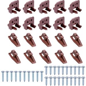 10 sets for kenlin Drawer Slide Track Guide Glide - Replacement Parts for Dressers and Nightstands - Bottom Mount - Brown (10)