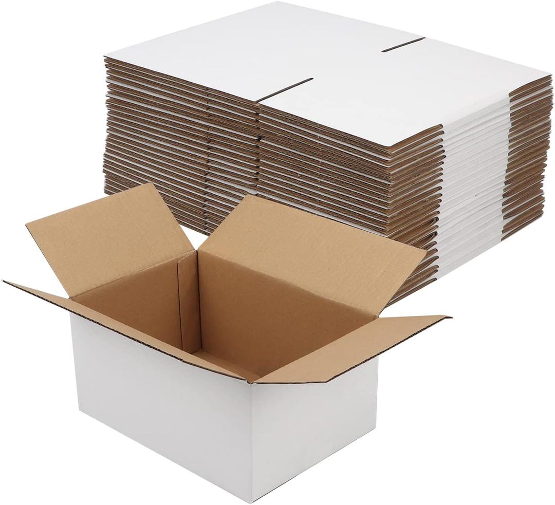 Hoikwo 10x7x5 Inches Small White Shipping Boxes Set of 25, Sturdy Cardboard Boxes for Small Business for Packaging Mailing