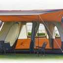 KTT Extra Large Tent 12 Person,Family Cabin Tents,Awning,2 Rooms,4 Doors and 4 Windows with Mesh,Straight Wall,Waterproof,Double Layer,Big Tent for Outdoor,Picnic,Camping,Family Gathering, 10 person