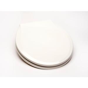 1Q1R5-04 Premium Molded Wood Toilet Seat with Vari-Adjust Release N Clean Lok-Down Hinge and Quik-Lok Mounting Hardware, Round, Cotton White
