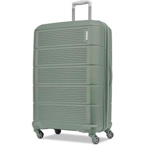 American Tourister Stratum 2.0 Expandable Hardside Luggage with Spinner Wheels, Checked-Large, Jade Green, 28-Inch Checked-Large