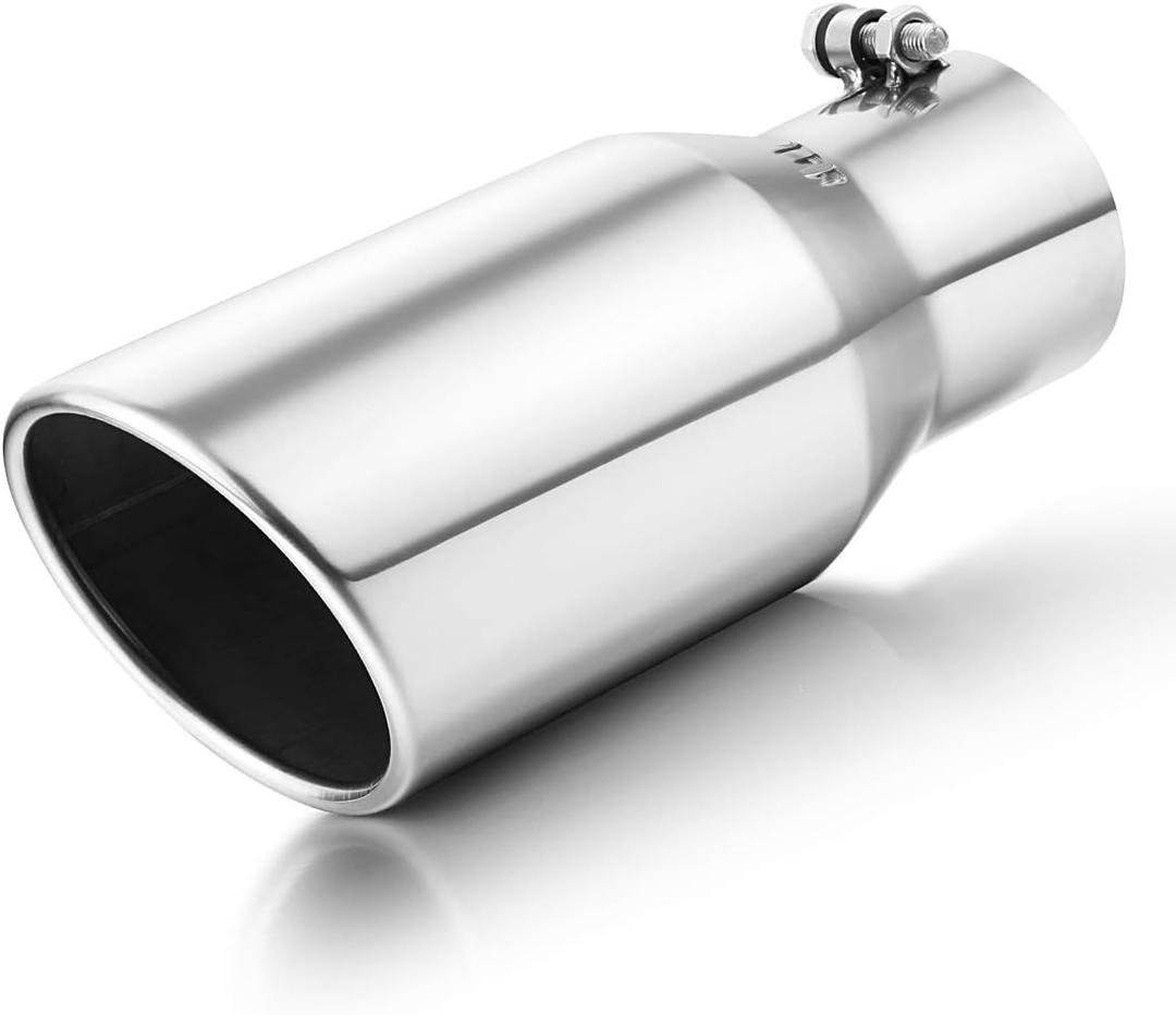 A-KARCK Exhaust Tip 3.5 Inch Inlet, 3.5 Inlet 5" Outlet 12" Long Stainless Steel Polished Finish Tailpipe Tip, Bolt On Design