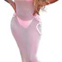 3 Piece Swimsuit Bathing Suit for Women Sexy Halter Bikini Sets with Sleeveless Sheer Mesh Maxi Cover Up Dress (Medium, Pink)