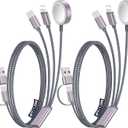 2Pack Multi Charging Cable Cord for Travel Vacation Essentials,Apple Watch Charger,iPhone 17 Charger,[3-in-2] USB A/Type C/Lightning Cable for iWatch,iPhone 17-11,Xbox Series X&S,Airpods,Home,Office