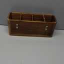 Kitchen Utensil Holder for Counter or Countertop, Extra Large Acacia Wood Organizer with 4 Compartments, Wooden Storage for Cooking and Silverware, Rustic Minimalist Decor, Sturdy Utensil Crock