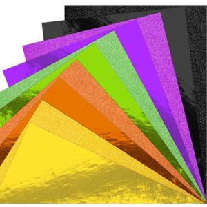 30 Pack Metallic Glitter Cardstock Paper Sheets, Color Foil Mirror Shimmering Paper 250gsm/92lb For Arts and Crafts, Decorative, Weddings & Birthdays Invitations (Halloween, 128 Inch)