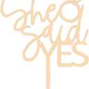 Wooden She Said Yes Cake Topper,Wedding Party Decorations,Bridal Shower Engagement Cake Topper,Bachelorette Party Decoration Supplies