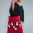 Women's Aesthetic Canvas Tote Bag Cute Panda Pattern Casual Shopping Beach Travel Reusable Cotton Shoulder Bag