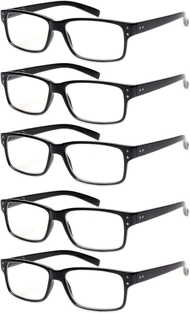 NORPERWIS Reading Glasses 5 Pairs Quality Readers Spring Hinge Glasses for Reading for Men and Women (5 Pack Black, 1.50)