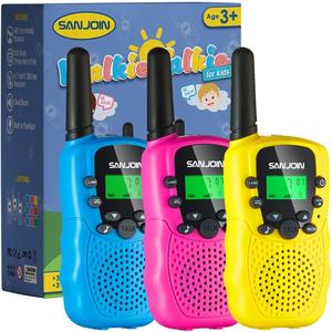 Walkie Talkies for Kids Toys for Boys Girls 4-6, 3 Miles Range Walkie Talkie to Camping, Outdoor 4 Year Old Girl Birthday Gifts for 3 4 5 6 7 Year Old Boy Girl Gifts Age 6-8 (3 Pack) (Blue&Pink&Yellow)