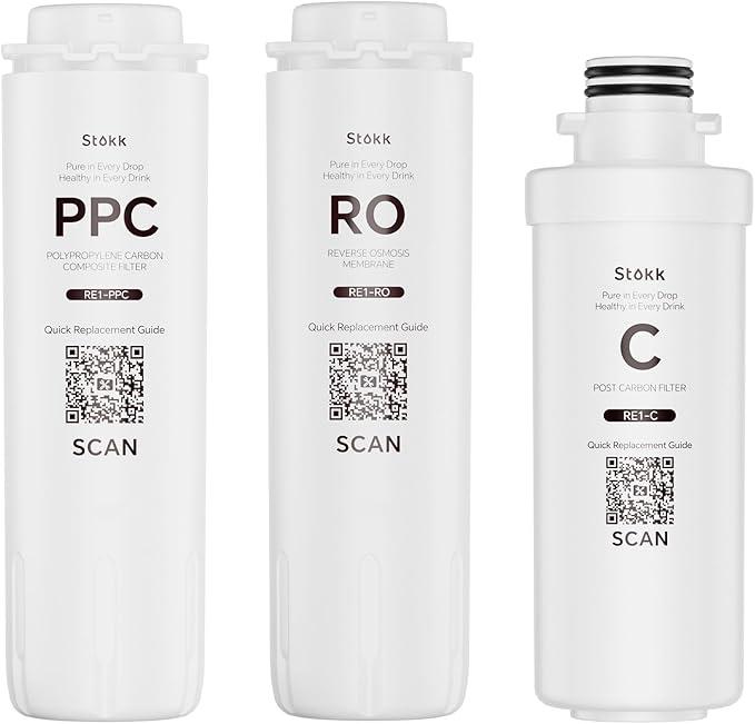 Stokk T1Lite Countertop Revere Osmosis System PPC|C Replacement Filter Combination, Compatible with T1Lite & E1 Series (NOT Compatible with T1) O+PPC+C Filter