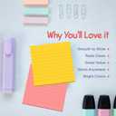 2 x Lined Sticky Notes 3x3 Pack of 8, Bright Colored Super Self Sticky Pads - 60 Sheets/Pad - Easy to Post for School, Office Supplies, Desk Accessories