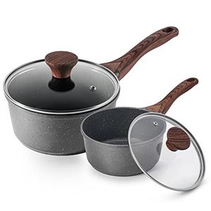 SENSARTE Nonstick Sauce Pan with Lid Saucepan Set, Swiss Granite Coating Sauce Pot Kitchen Cooking Pot, Induction Comptable, Free of Intentionally Added PFOA, 2 + 2.5 QT