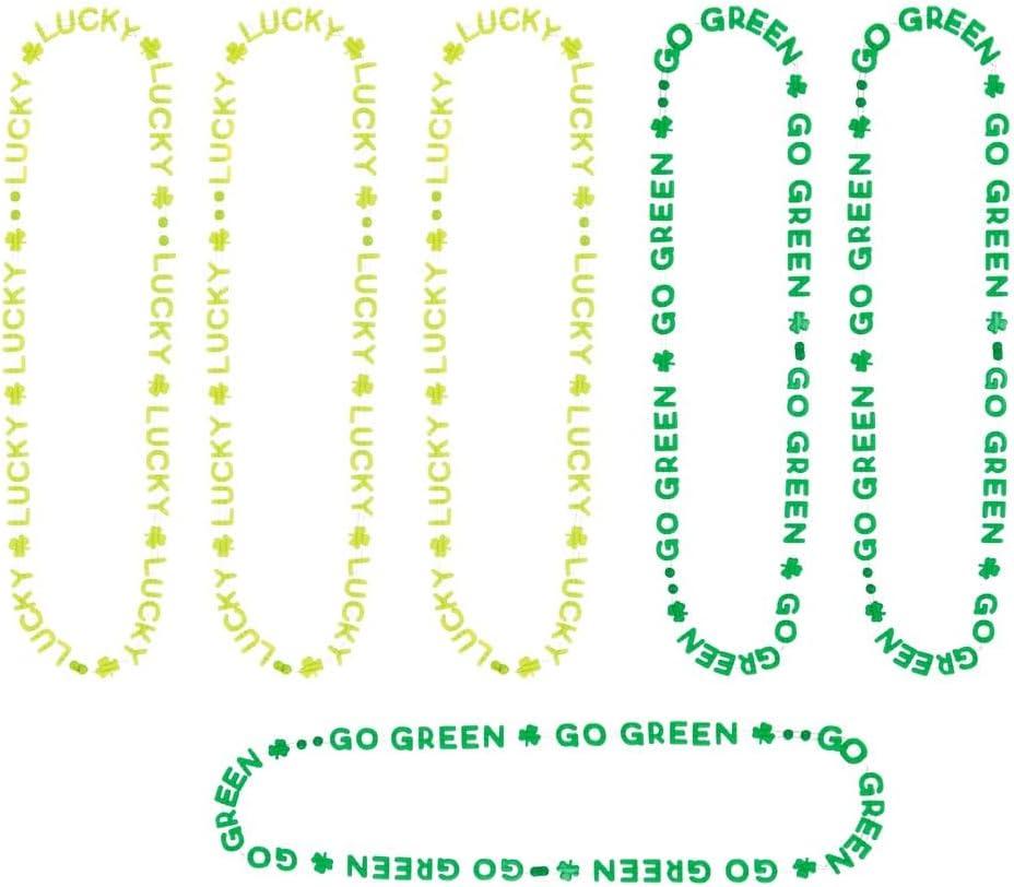 2 x Amscan Festive Multicolor St. Pat's Glow In The Dark Word Beads - 33" (Pack of 6) - Eye-Catching Design - Perfect for St. Patrick's Day & Night Celebrations