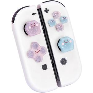 PERFECTSIGHT Switch Silicone Joy Con Thumb Grip Button Caps, Joystick Cover Compatible with Nintendo Switch/OLED/Switch Lite, 4PCS (Glitter Monster)