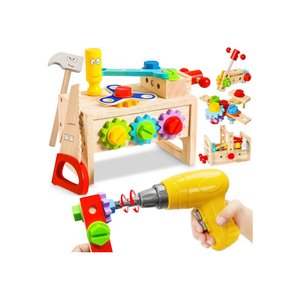 Kids Tool Set Toy with Drill, Wooden Toy for 2 3 4 5 Years Old Boy Girl, 37 Pcs Stem Montessori Toy for Learning Educational Construction Toy, Birthday Gift for Kids