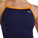 TYR Girls Hexa Diamondfit Swimsuit, Navy/Orange, 22