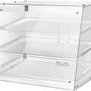YBSVO 3-Tier Commercial Bakery Display Case, 21-Inch Clear Acrylic Countertop Pastry Showcase with Removable Trays, Food-Grade Dessert Cabinet with Magnetic Back Doors for Cafe, Market, Home