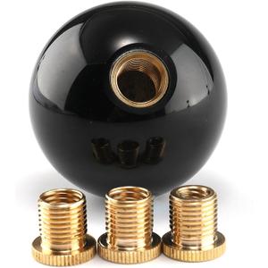Round Ball Shift Knob Universal Gear Shift Knob 5 6 Speed for Manual Automatic Vehicles with Adapters (Pure Black)