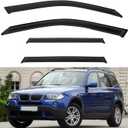 4pcs Front+Rear Smoke Tint Sun/Rain Guard Outside Mount Tape-On Vent Window Visors Compatible with 04-10 BMW X3 E83