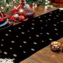Christmas Table Runner Xmas Golden Tree Star Snowflake Black Merry Christmas 13 x 90 Inch Long Runners Winter Holiday Home Kitchen Table Decor