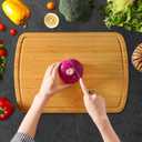 Homaxy Extra Large Bamboo Cutting Boards for Kitchen, 18x12.5" Wood XL Cutting Board with Juice Groove, Butcher Block Wooden Chopping Board for Kitchen, Meat, Cheese, Fruit & Vegetables - Pre Oiled (Single-Tone)