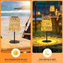 Outdoor Table Lamp: Rechargeable LED Solar Lantern for Garden Yard, Waterproof Solar Lights Outdoor Cordless Table Rattan Lamp, Small Deck Lamp for Balcony Patio,Gift for Women Mother Days