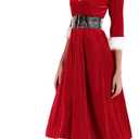 Soyoekbt Women's Santa Claus Costume V-Neck Christmas Long Dress