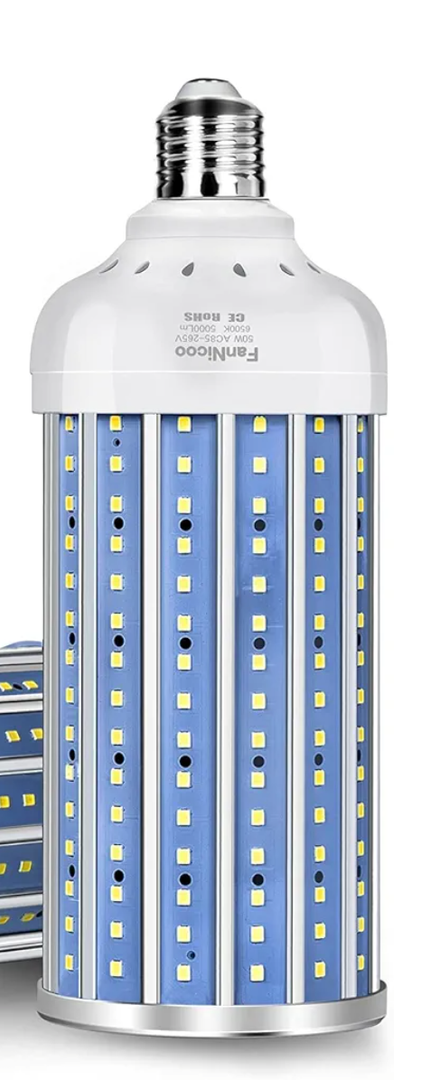 LED Corn Light Bulb 500W Equivalent 5000 Lumen 6500k 50W Large Area Cool Daylight White E26/E27 Medium Base Corn Bulb for Outdoor Indoor Garage Warehouse Factory Workshop Street Backyard