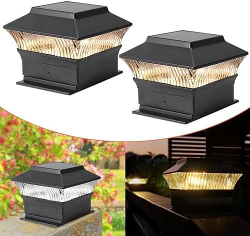 Involux 2 Pack Solar Post Cap Lights - Classic #1: for Flat Surfaces & 4x4 Vinyl, Also Fits 4x6 Wood (Sits-On-Top), 25 Lumen 3000K Warm White, Outdoor Deck Fence Light, Waterproof, Matte Black, Missing Screws & Plastic Anchors