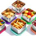 6Pack Stainless Steel Snack Containers for Kids, 6oz Easy Open Sauce Leak Proof Small Food Storage Container with Silicone Lids, Stackable Metal Toddler Lunch Box for Daycare, School and Travel