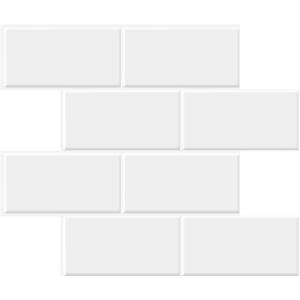 STICKGOO 10-Sheet Backsplash Peel and Stick Subway Tile, Self Adhesive Vinyl Wall Tiles, Stick on Backsplash for Kitchen and Bathroom(Thicker Design, White with White Grout)