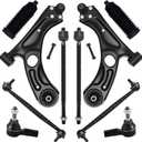 AUQDD 10Pcs Front End Suspension Kit Fit For 2012-2015 2016-2020 Chevy Sonic, 2 Lower Control Arm w/Ball Joint 2 Sway Bar Link 4 Outer & Inner Tie Rod End (# K622426 K622428 K750630 EV800936 ES800929)