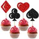 Gyufise 24Pcs Casino Poker Theme Cupcake Toppers Glitter Poker Game Player Las Vegas Casino Cupcake Picks for Las Vegas Casino Night Poker Theme Birthday Gambling Party Cake Decorations Supplies
