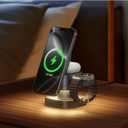 2026 Upgraded4 in 1 Wireless Charger, 3 in 1 Wireless Charging Station with Night Light for MagSafe Charger, 15W Magnetic Travel Stand for iPhone17/Air/Pro/Max/16/15/14, Apple Watch, Airpods (Gray)