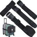 Add a Bag Luggage Strap - Heavy Duty Adjustable Suitcase Belt - Travel Accessory for 3 pcs Luggage Connecting - 3 Pack 1.5" W (Black)