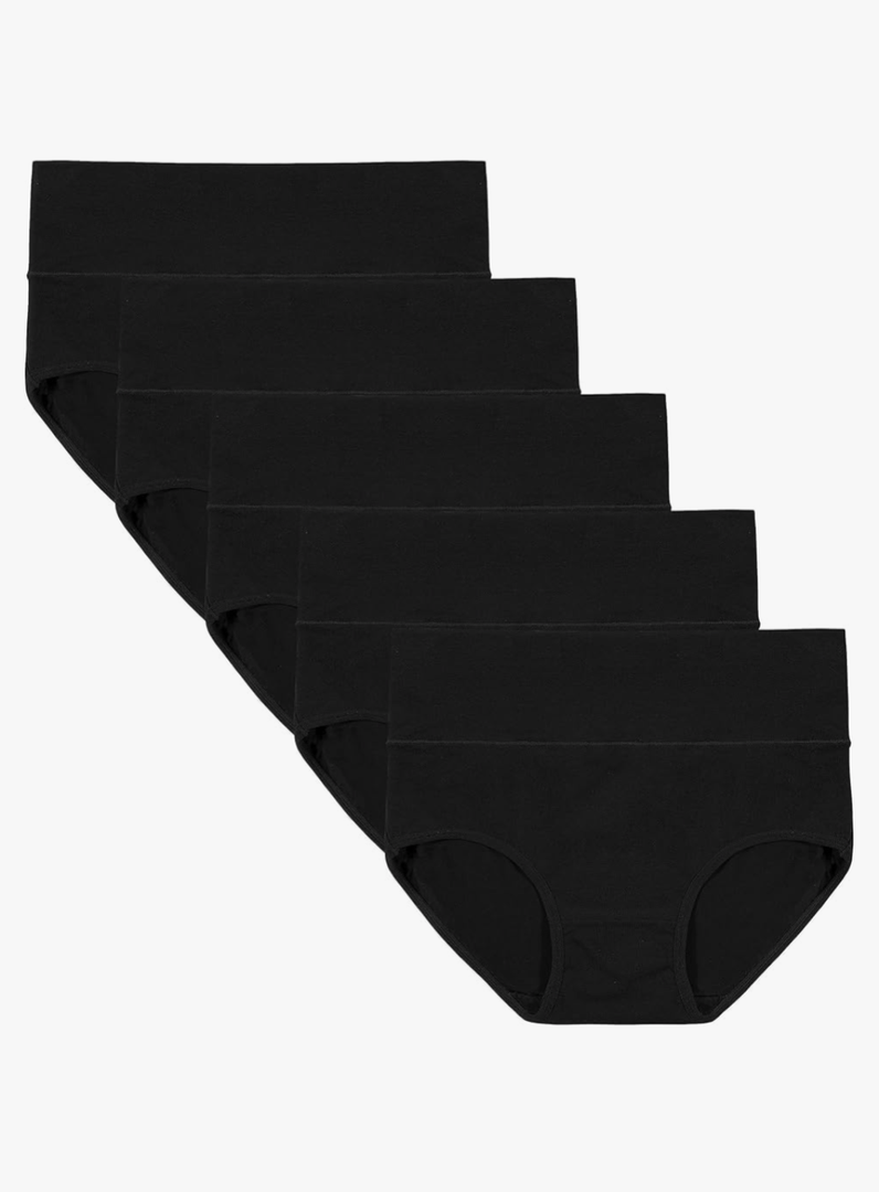 INNERSY Women's High Waisted Underwear Cotton Panties 5-Pack, L