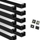 Besseto 10 Pack 1M/3.3Ft LED Aluminum Channel for Wall Panel,Wood Slat Wall Panel LED Strip Light Aluminum Channel Profile for Living Room Bedroom Bathroom Stairs (Black-10Pack 3.3Ft)